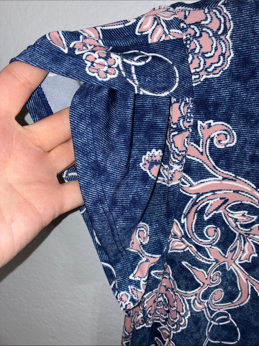Joie De Vivre Blue Pink Floral A-Line Dress S Tulip Cap Sleeve Boho Cottagecore - Picture 8 of 11
